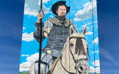 El Quijote del artista urbano JOPS recibe a los viajeros que llegan en tren a Alcázar de San Juan